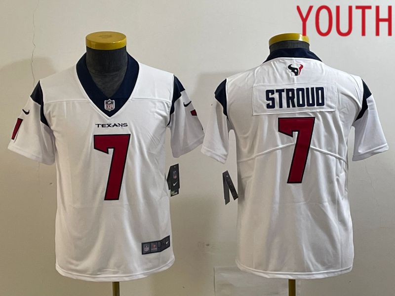 Youth Houston Texans #7 Stroud White 2023 Nike Vapor Limited NFL Jersey style 1